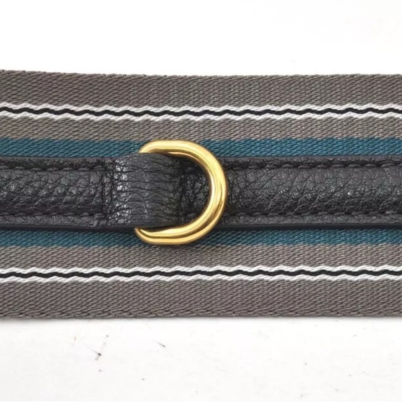 Authentic PRADA Nylon Leather Stripe Pattern Shoulder Strap 41.7" Gray - Picture 11 of 16